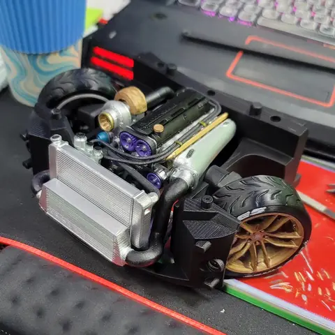 Réplica del motor 2JZ con turbo de Toyota Supra impresa en 3D