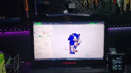 Modelo 3D de Sonic en pantalla, listo para imprimir