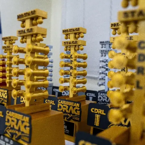 Trofeos dorados árbol de salida con placas de nombre